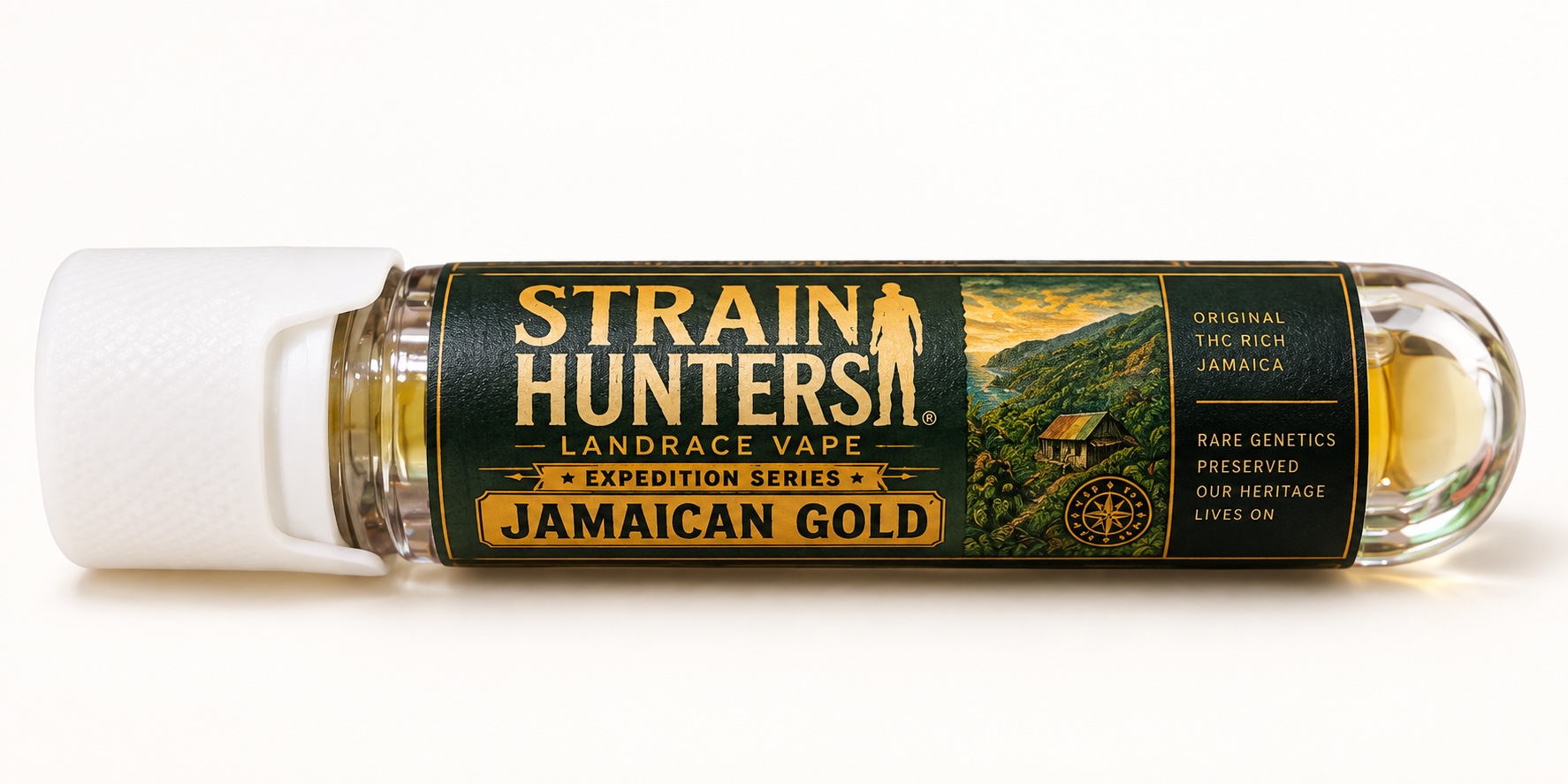 Jamaican Gold cartridge tube with horizontal label wrap